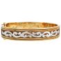 Estate Diamond 18K Gold Filigree Detailed Bangle Bracelet-Dover Jewelry