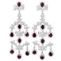 Estate Diamond  Garnet 18K Gold Long Chandelier Dangle Earrings  