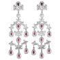 Estate Diamond  Garnet 18K Gold Long Chandelier Dangle Earrings  