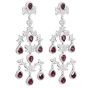 Estate Diamond  Garnet 18K Gold Long Chandelier Dangle Earrings  