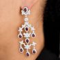 Estate Diamond  Garnet 18K Gold Long Chandelier Dangle Earrings  