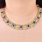 Estate Diamond & Gemstone 18K Gold Statement Necklace-Dover Jewelry