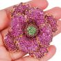 Sonia Bitton Pink Sapphire & Tsavorite 14K Flower Brooch-Dover Jewelry