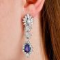 22.77cts No-Heat Sapphire Diamond Platinum  Drop Earrings
