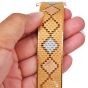 Vintage18K Gold Tri-Tone Mesh Textured Wide Bracelet-Dover Jewelry 
