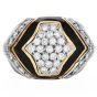 Estate Diamond Onyx 18K Gold Dome Statement Ring- Dover Jewelry
