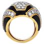 Estate Diamond Onyx 18K Gold Dome Statement Ring- Dover Jewelry
