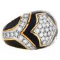 Estate Diamond Onyx 18K Gold Dome Statement Ring- Dover Jewelry
