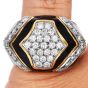 Estate Diamond Onyx 18K Gold Dome Statement Ring- Dover Jewelry
