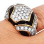 Estate Diamond Onyx 18K Gold Dome Statement Ring- Dover Jewelry
