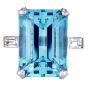 Vintage GIA 19.58 cts Aquamarine Diamond Platinum Cocktail Ring