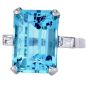 Vintage GIA 19.58 cts Aquamarine Diamond Platinum Cocktail Ring