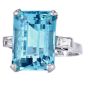 Vintage GIA 19.58 cts Aquamarine Diamond Platinum Cocktail Ring