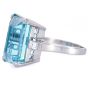 Vintage GIA 19.78 cts Aquamarine Diamond Platinum Cocktail Ring