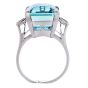 Vintage GIA 19.58 cts Aquamarine Diamond Platinum Cocktail Ring