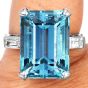 Vintage GIA 19.58 cts Aquamarine Diamond Platinum Cocktail Ring