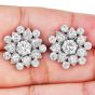 Estate 6.0 carat Diamond Platinum Flower Stud Earrings-Dover Jewelry
