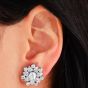 Estate 6.0 carat Diamond Platinum Flower Stud Earrings-Dover Jewelry
