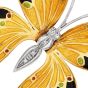 Vintage Diamond 18K Gold Enamel Butterfly Brooch Pin