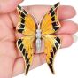 Vintage Diamond 18K Gold Enamel Butterfly Brooch Pin