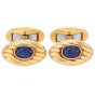Asprey Vintage Cabochon Sapphire 18K Gold Oval Cuff Links-Dover Jewelry
