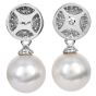 18K White Gold Diamond & 14mm Pearl Drop Earrings 