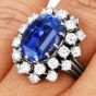 Sri Lanka GIA No Heat Sapphire 10.50cts Diamond Platinum Engagement Ring|DoverJewelry|