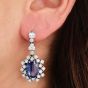 Sri Lanka GIA No Heat Sapphire  15.86cts Diamond Drop Earrings