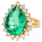 GIA Colombian Emerald 8.95cts Diamond Halo 18K Engagement Ring|Dover Jewelry|