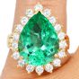 GIA Colombian Emerald 8.95cts Diamond Halo 18K Engagement Ring|Dover Jewelry|