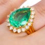 GIA Colombian Emerald 8.95cts Diamond Halo 18K Engagement Ring|Dover Jewelry|