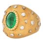 Buccellati Diamond Cabochon Emerald 18K Gold Dome Ring