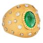 Buccellati Diamond Cabochon Emerald 18K Gold Dome Ring