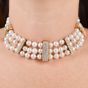 Estate 14.24cts Diamond Pearl 18K 3-Strand Choker Necklace-Dover Jewelry