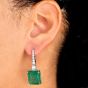 Magnificent 27.75 Carat Emerald Diamond 18k Gold Drop Earrings