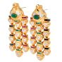 Estate Diamond Precious Gemstone 18K Gold Drop Earrings-Dover Jewelry
