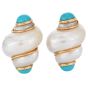 MAZ Vintage Turquoise Shell 14k Gold Clip-On Earrings
