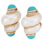 MAZ Vintage Turquoise Shell 14k Gold Clip-On Earrings