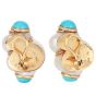MAZ Vintage Turquoise Shell 14k Gold Clip-On Earrings