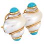 MAZ Vintage Turquoise Shell 14k Gold Clip-On Earrings