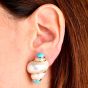 MAZ Vintage Turquoise Shell 14k Gold Clip-On Earrings