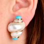 MAZ Vintage Turquoise Shell 14k Gold Clip-On Earrings