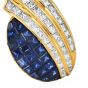 Estate Diamond Sapphire 18K Gold Mystery Set Clip-On Statement Earrings-Dover Jewelry