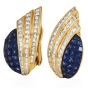 Estate Diamond Sapphire 18K Gold Mystery Set Clip-On Statement Earrings-Dover Jewelry