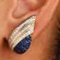 Estate Diamond Sapphire 18K Gold Mystery Set Clip-On Statement Earrings-Dover Jewelry