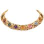 Estate Multi Gemstone Diamond 18K Gold Statement Choker Necklace-Dover Jewelry