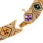 Estate Multi Gemstone Diamond 18K Gold Statement Choker Necklace-Dover Jewelry