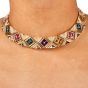 Estate Multi Gemstone Diamond 18K Gold Statement Choker Necklace-Dover Jewelry