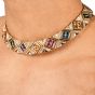 Estate Multi Gemstone Diamond 18K Gold Statement Choker Necklace-Dover Jewelry