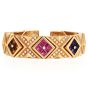 Estate Multi Gemstone Diamond 18K Gold Statement Cuff Bracelet-Dover Jewelry